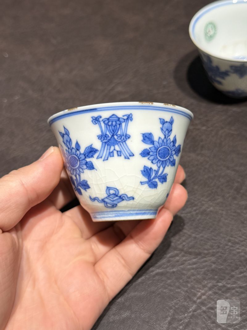 清康熙 青花清供图茶杯（一组六件） - 图40